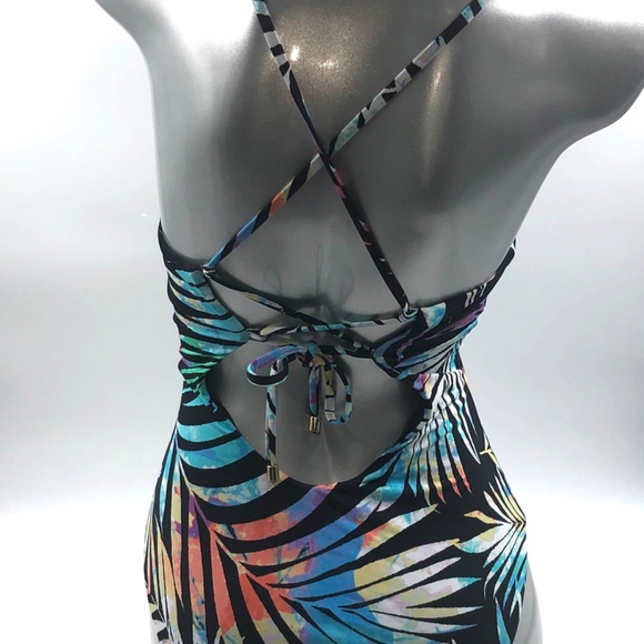 Bar III Swimsuit Small One Piece Tie Dye Lace Up - Picture 5 of 7